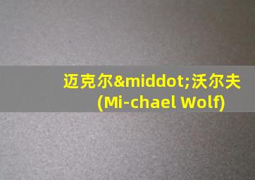 迈克尔·沃尔夫(Mi-chael Wolf)